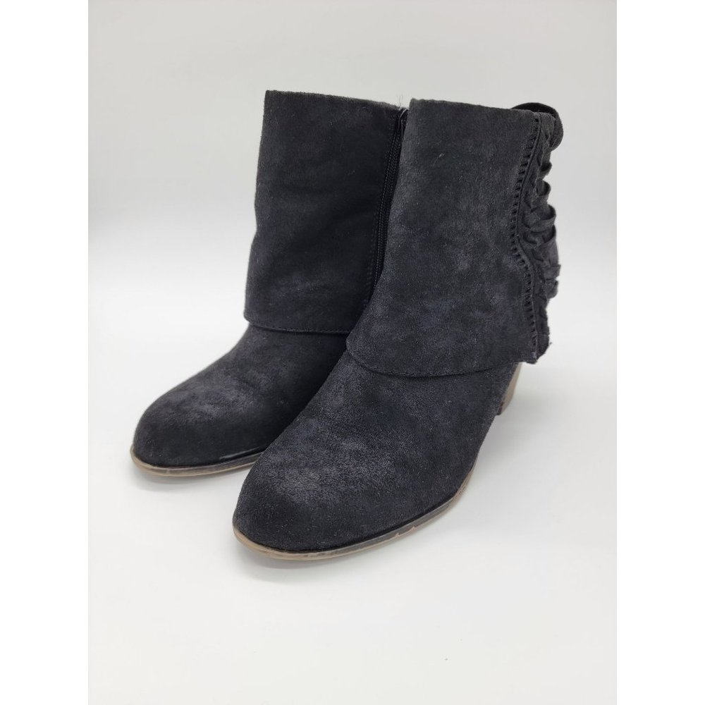 Fergalicious Ankle Boots Womens Size 9.5 M Black Booties Block Heel